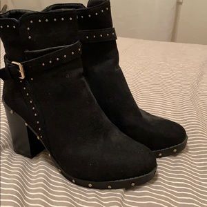 Black booties with gold studs, worn once!
